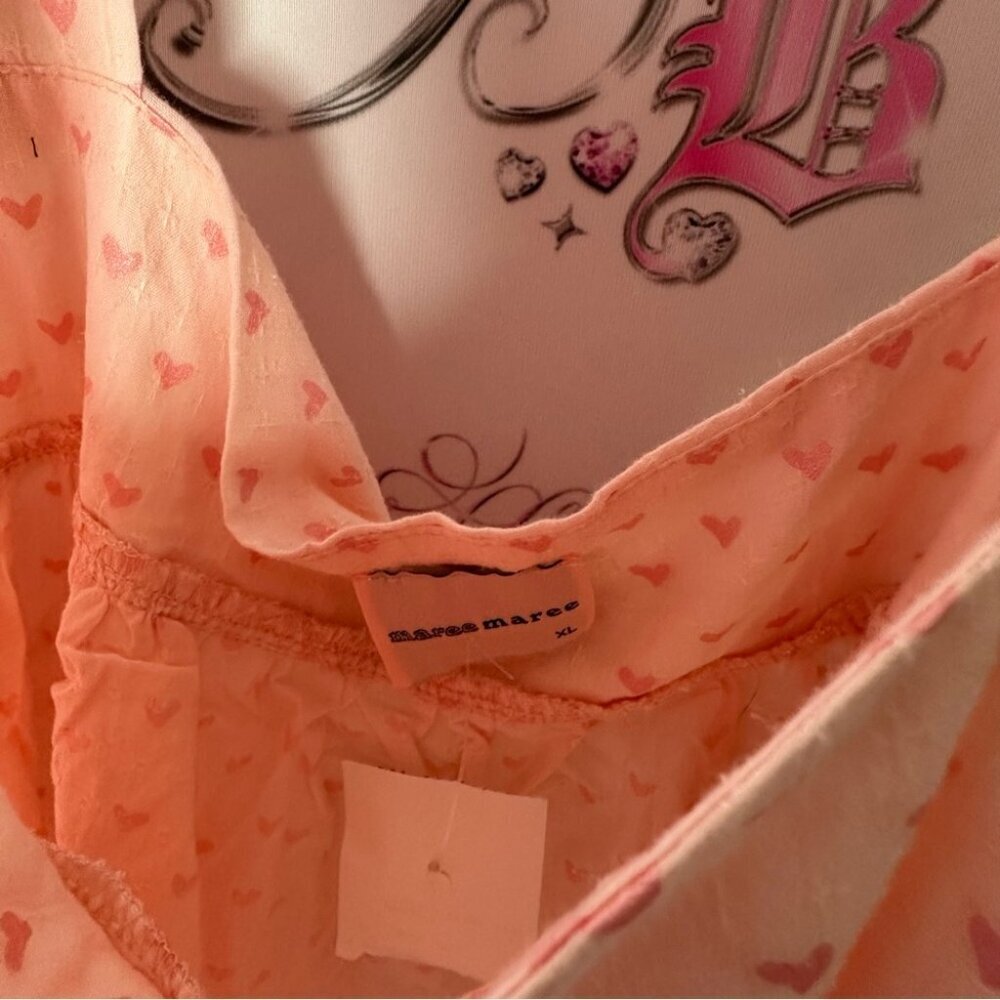 Maree maree tank top brand new with tags XL Pink Ruffled Crop Top hearts - Picture 8 of 8